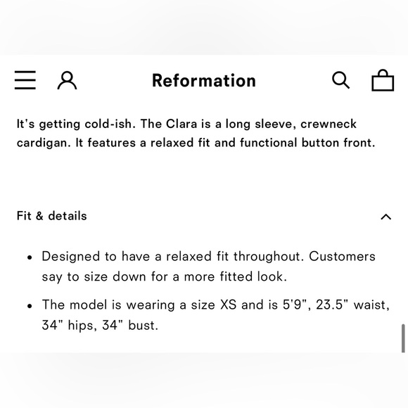 NWT Reformation Clara Crew Cardigan in Black Size Small - Picture 7 of 10